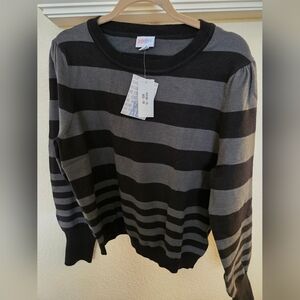 Lularoe NWT "Piper" Gray & Black Stripe Sweater, XL
